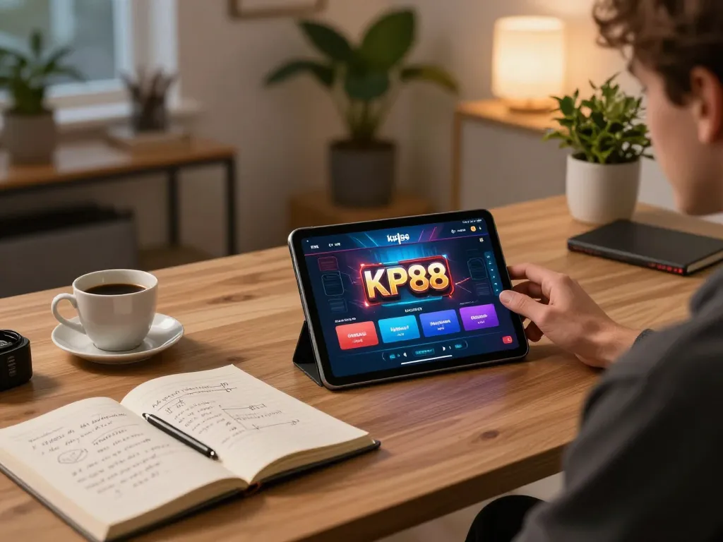 player strategizing on KP88 casino app during cozy evening at home