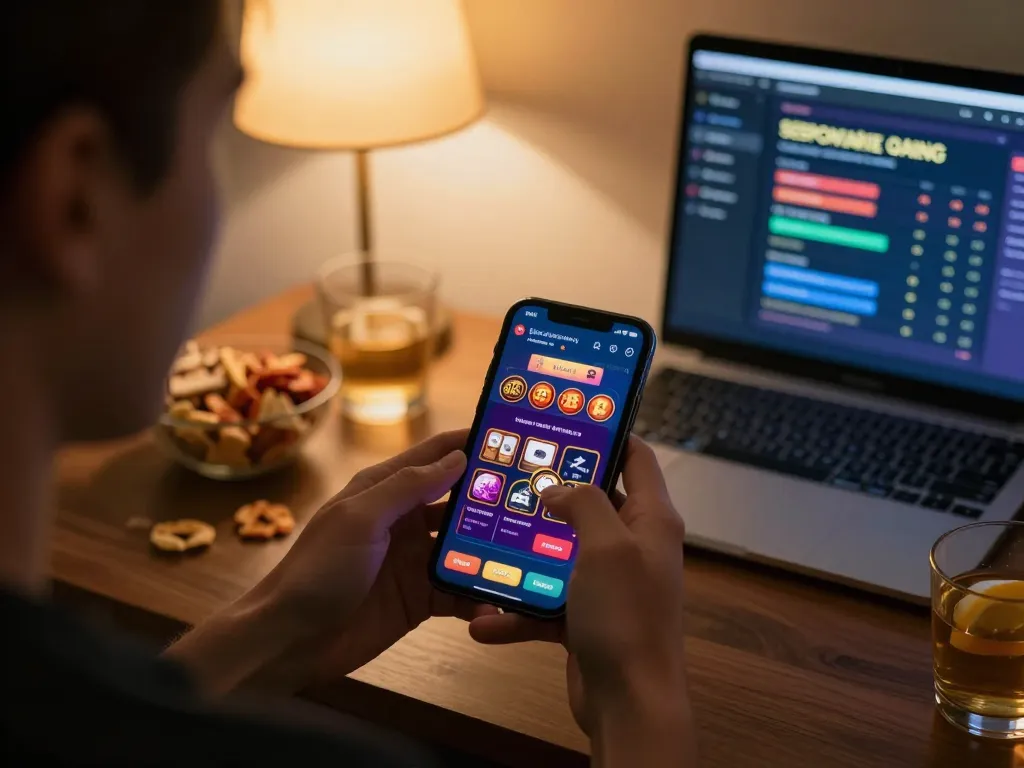 Engaging with dash88 mobile casino app while enjoying a cozy gaming setup.