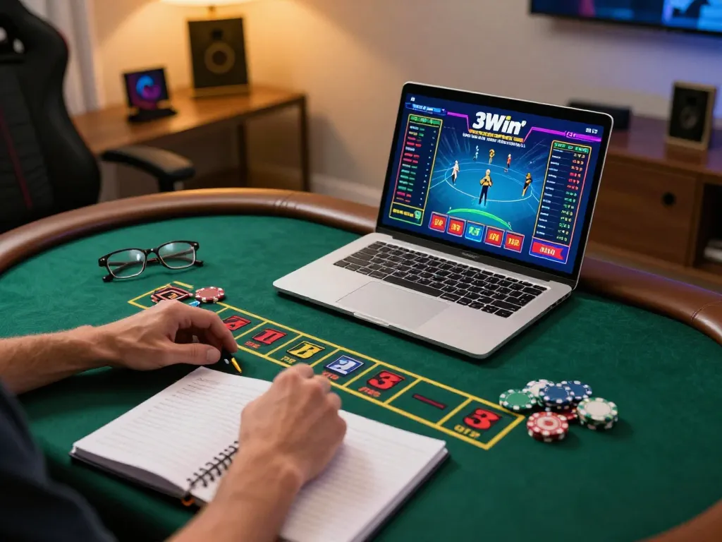 Player engaging in live blackjack on 3Win platform, showcasing vibrant betting environment