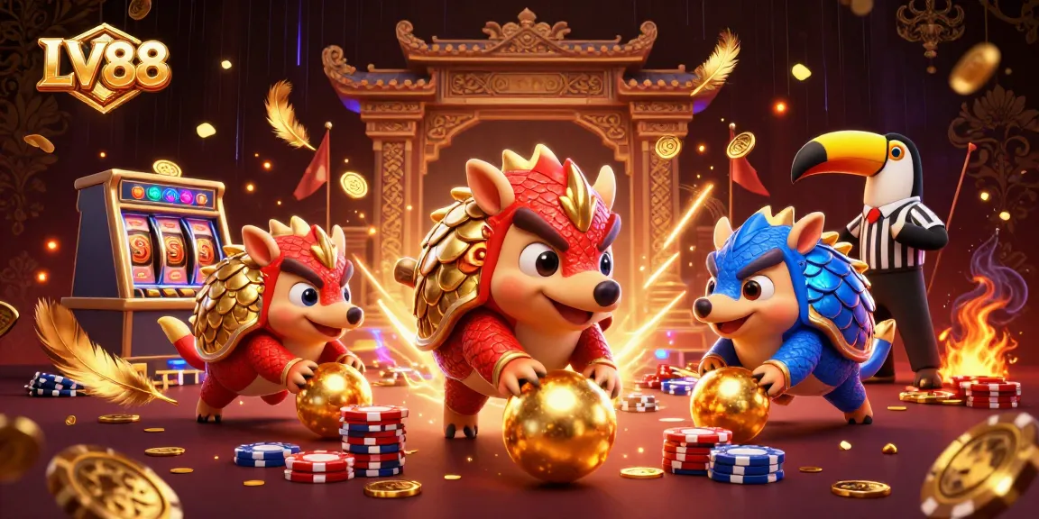 Experience the thrill of LV88 online casino with dynamic pangolins and vibrant game elements.