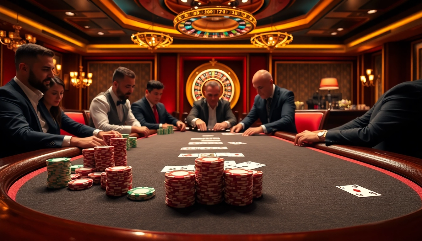 Experience thrilling gameplay at Bay789 with professional poker players and vibrant casino ambiance.