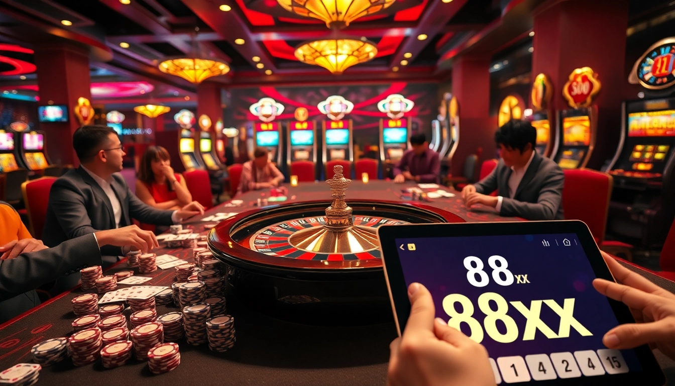 Experience the excitement of winning with 88xx at a vibrant casino gaming table filled with poker chips and cards.