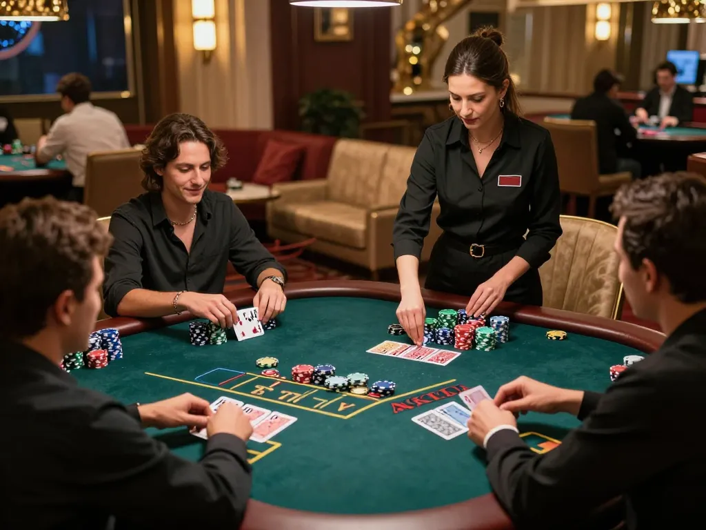 Players enjoying strategic blackjack gameplay at 789Club's upscale casino table