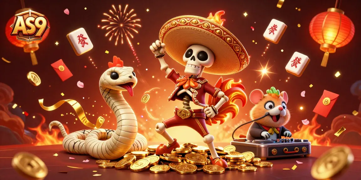 Experience thrilling wins with AS9 in this vibrant gambling scene featuring a celebratory cartoon setting.