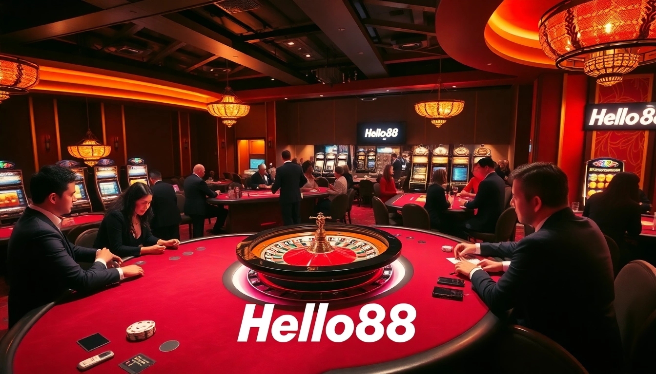 Experience the excitement of gambling at Hello88 with vibrant casino visuals.