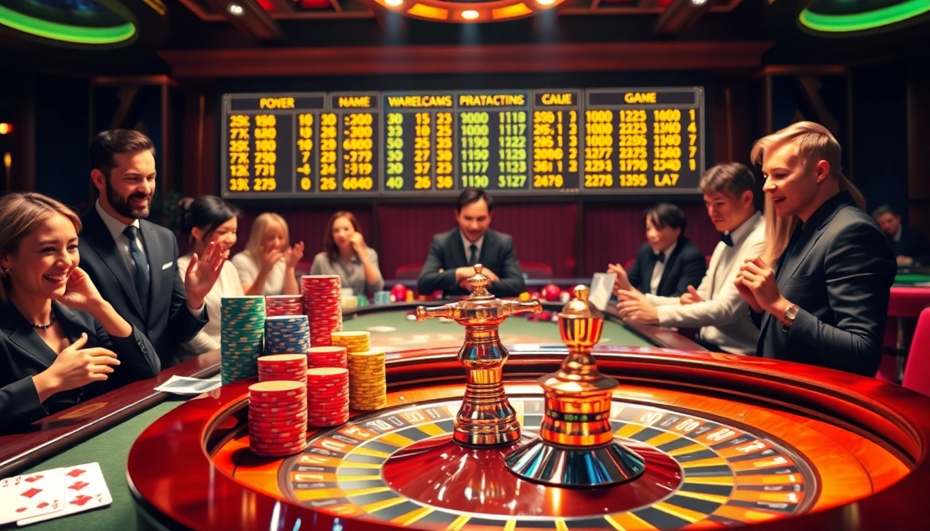Players eagerly place bets at the kqsx lottery game table in a bustling casino atmosphere.