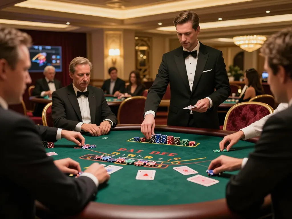 Players enjoying strategic blackjack at alo8 gaming table in luxurious casino