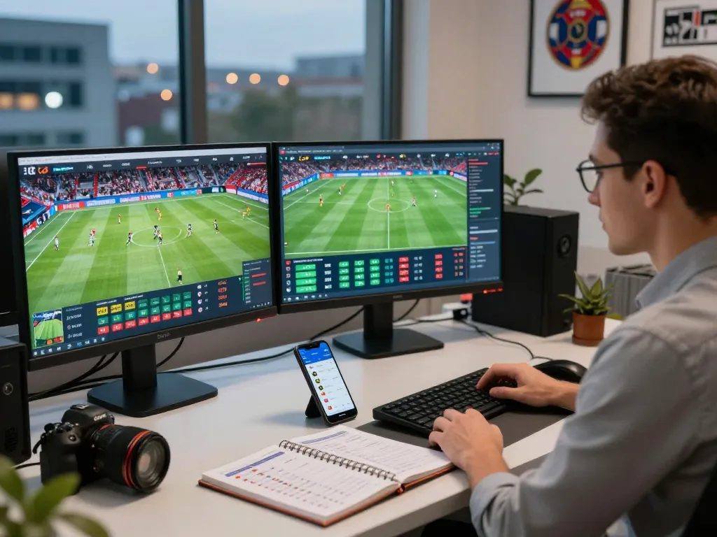 Real-time sports analysis on 7M platform showcasing live football scores and betting odds.