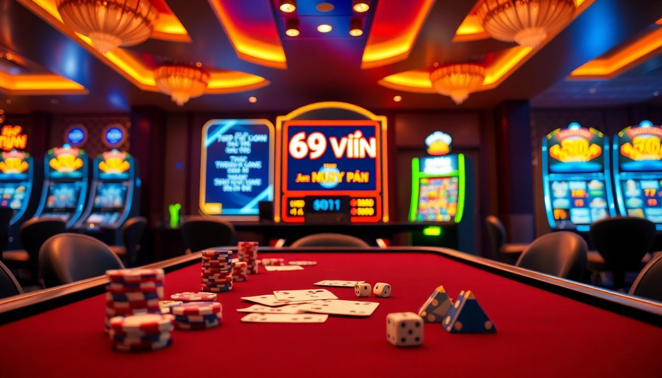 Nạp tiền 69VN in an exciting online casino gaming environment with chips and cards.