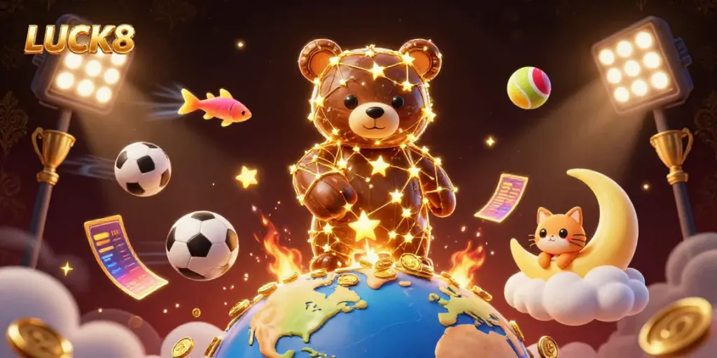 LUCK8 brings exhilarating gaming experiences with golden star characters and vibrant sports elements.