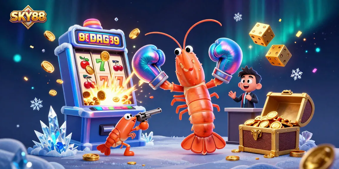 Win big with SKY88 in an action-packed 3D casino scene full of vibrant game elements and characters.
