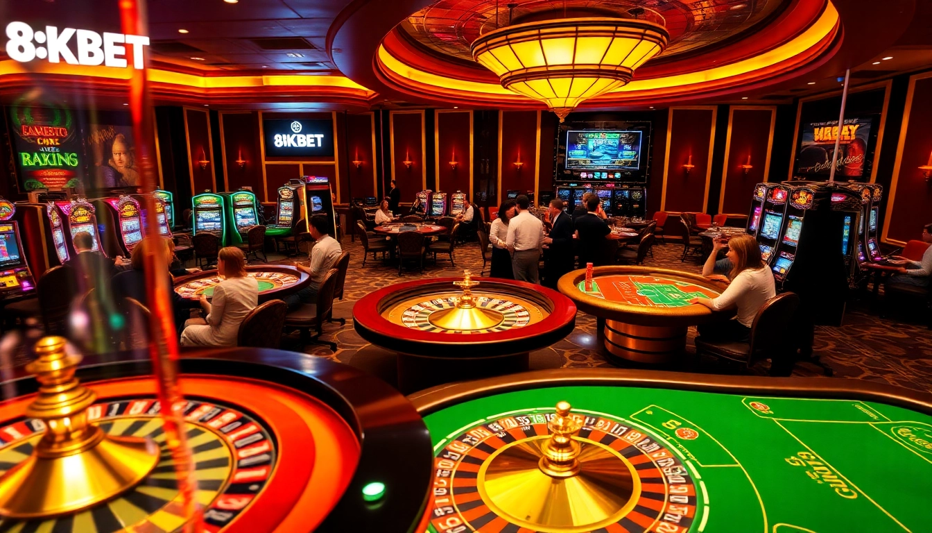 Experience the thrill of gambling at 8KBET with vibrant casino tables and exciting gameplay.
