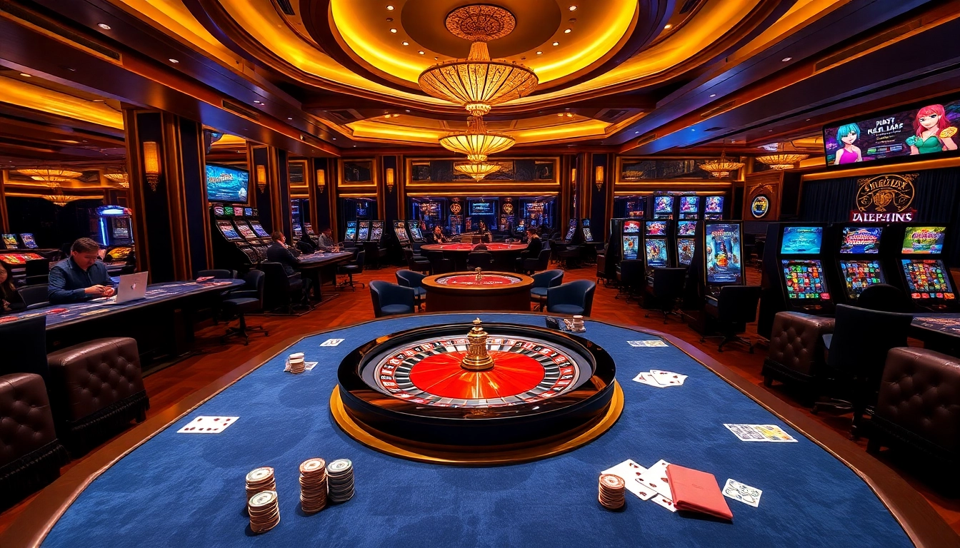 Experience the thrill of net truyện-inspired gambling in a luxurious casino setting with vibrant colors.