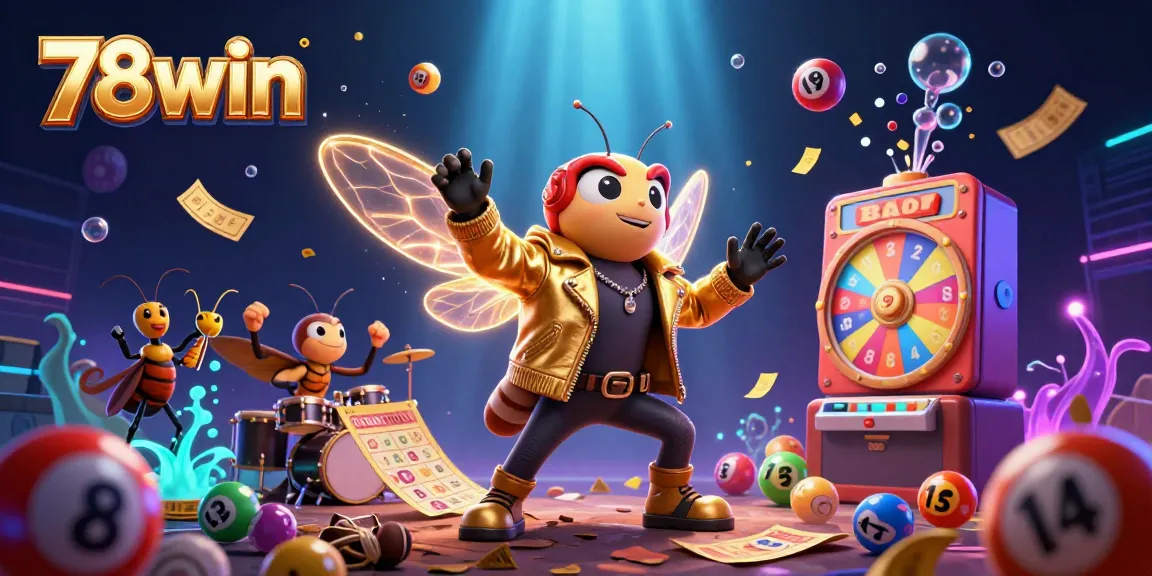 Experience the excitement of gambling with 78win in this vibrant 3D casino illustration.