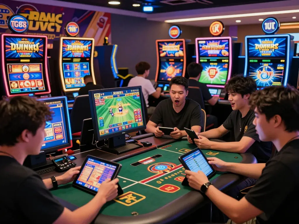 Engaging online gaming atmosphere at nhà cái TG88 showcasing players enjoying diverse casino games.