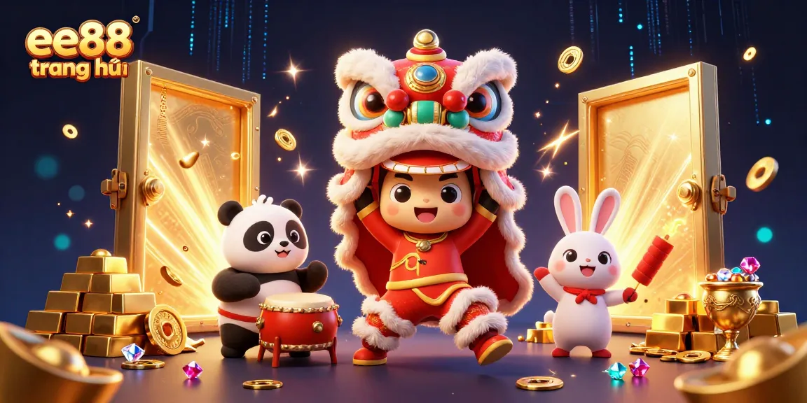 Experience the excitement at ee88 trang chủ with animated characters celebrating a vibrant casino atmosphere.