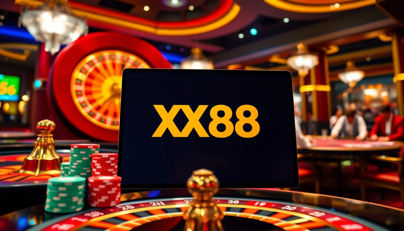 Experience thrilling gaming at XX88 with vibrant casino tables and engaging online interfaces.