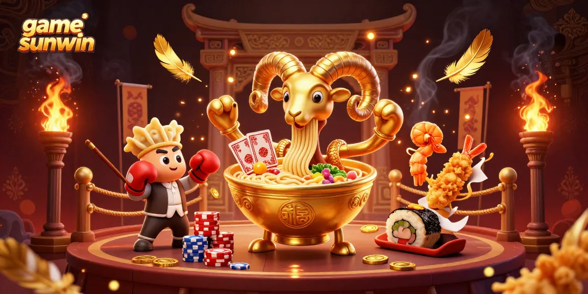 Play game sunwin with exciting characters and vibrant casino elements in this dynamic illustration.