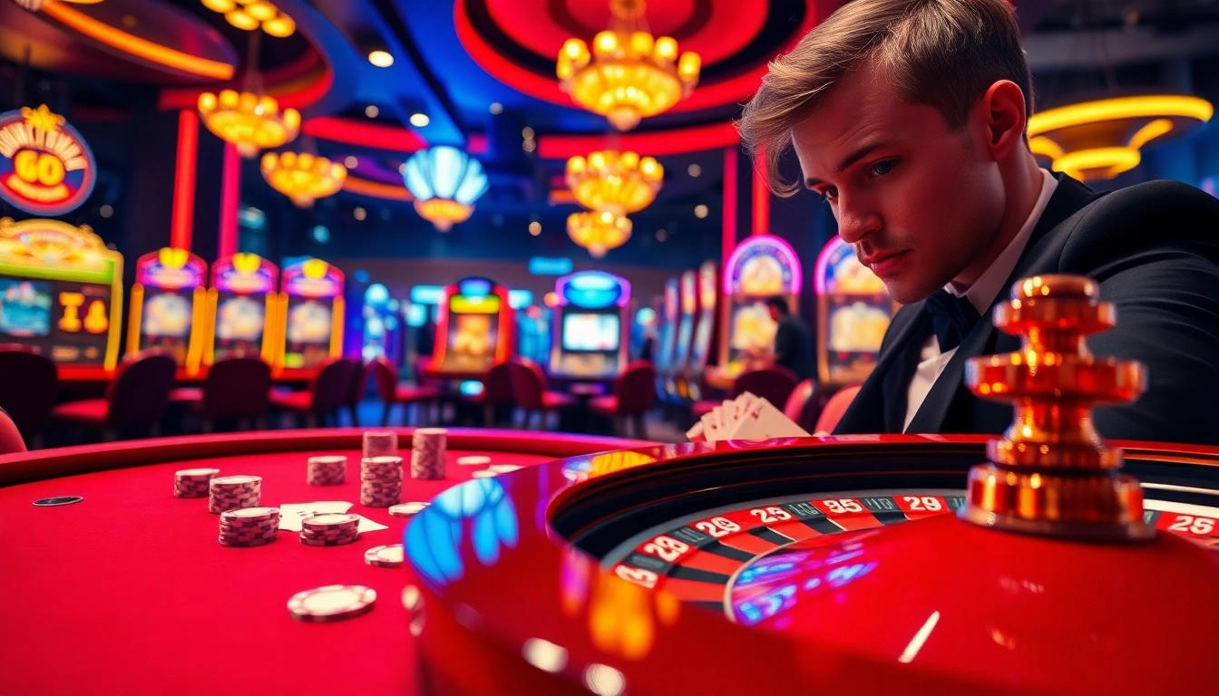 Experience thrilling gameplay at https://gg88.gold/ featuring dynamic casino scenes with poker chips and roulette wheels.