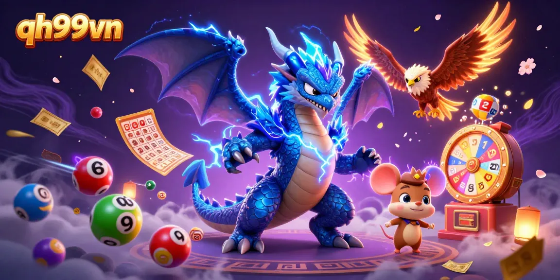 Experience the thrill of qh99vn with a vibrant 3D casino scene filled with action and excitement.