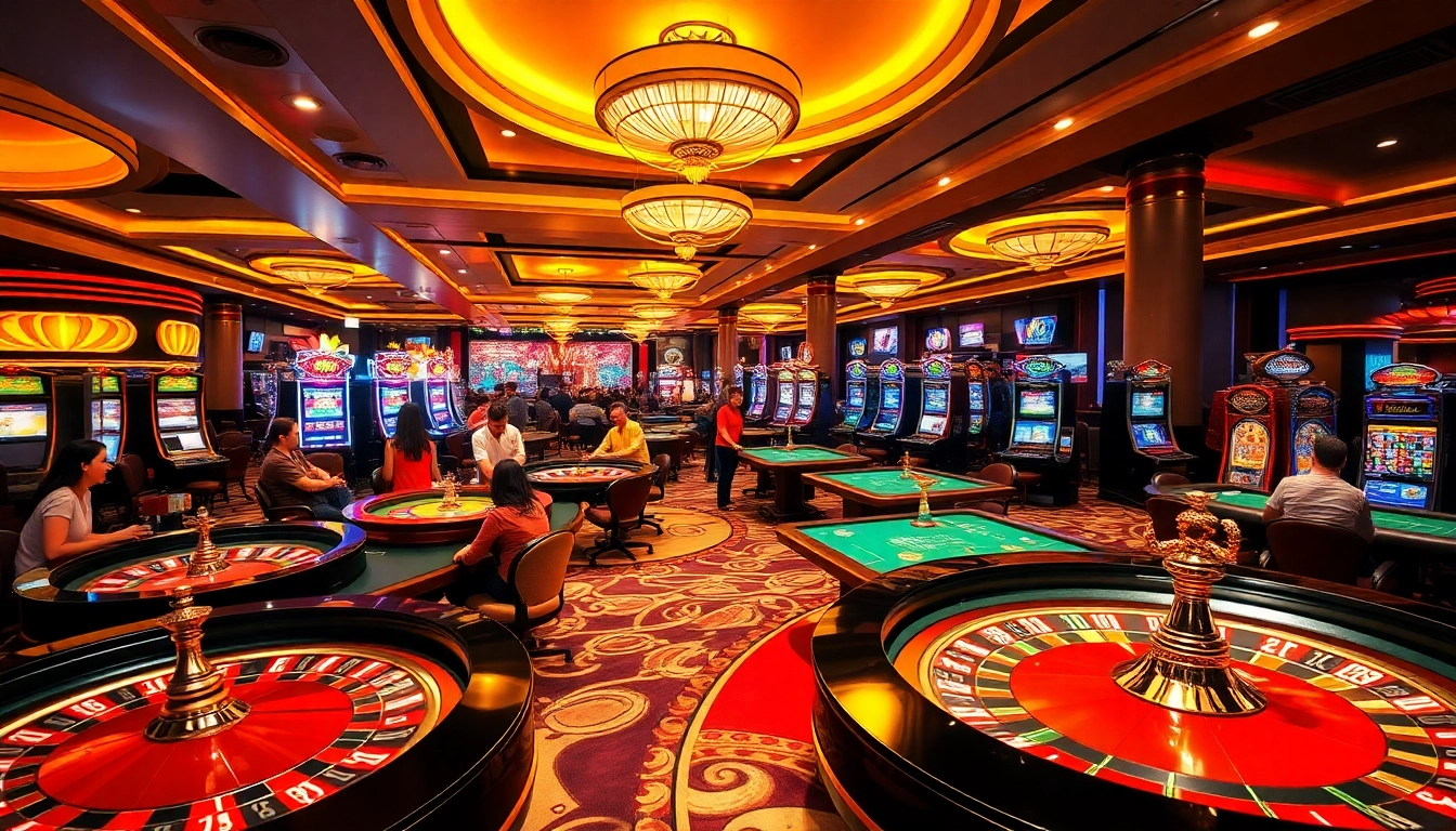 Experience the excitement of RR88 game with players at vibrant casino tables and slots.