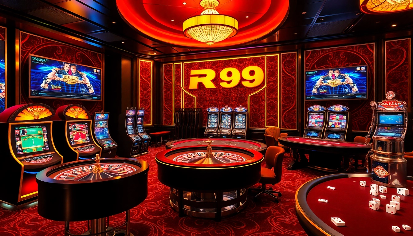 Experience RR99's thrilling online casino atmosphere featuring live games, slot machines, and strategic betting options.
