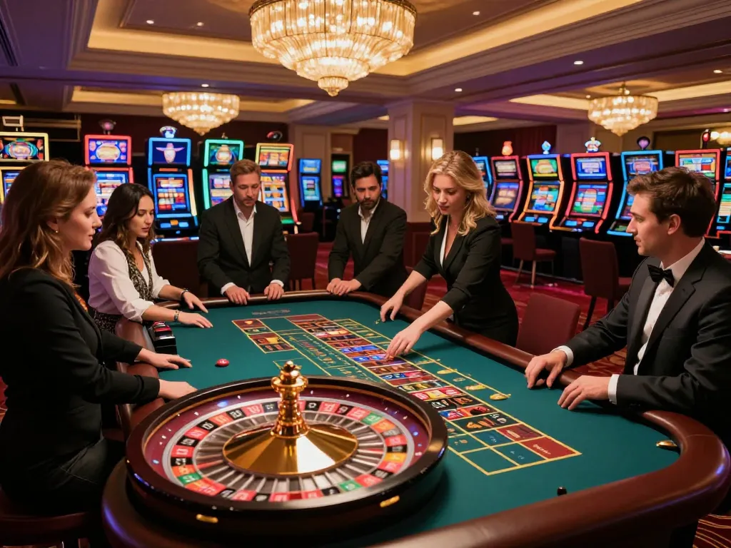 Players betting at the roulette table in twin68 casino, vibrant atmosphere and engaging action