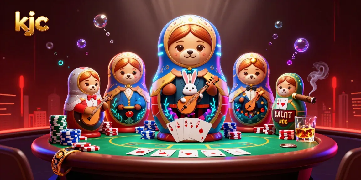 Engage with KJC's vibrant gaming scene through illustrated casino action featuring lively characters.