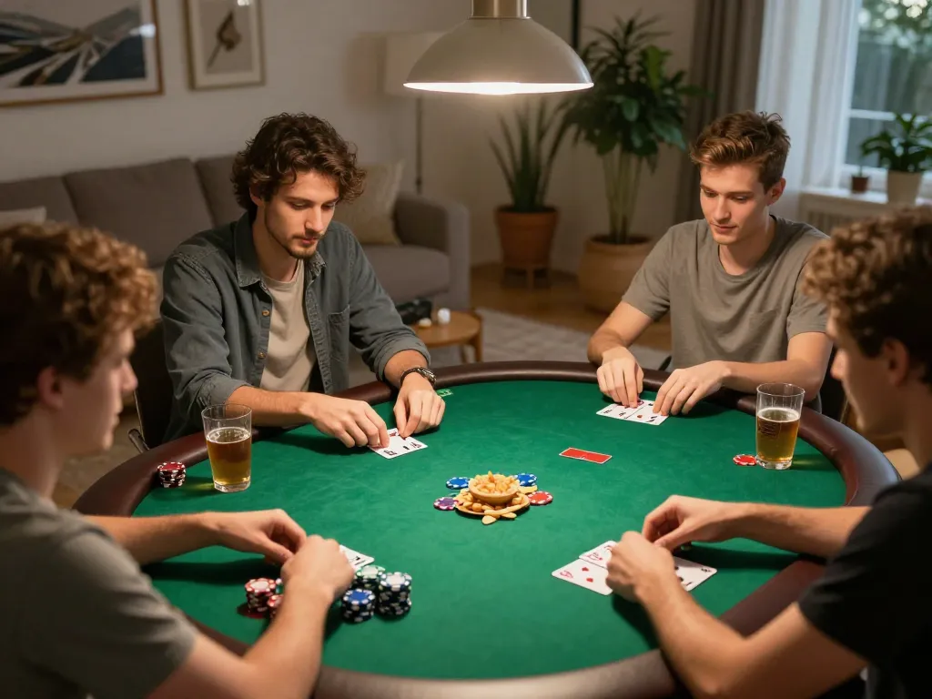 Friends enjoying an exciting nk88 poker night, showcasing live gameplay and strategic fun.