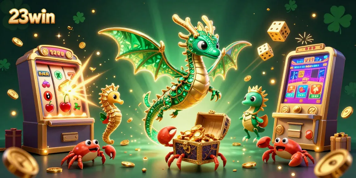 Experience the thrill of 23win with enchanting casino elements and vibrant winning symbols.