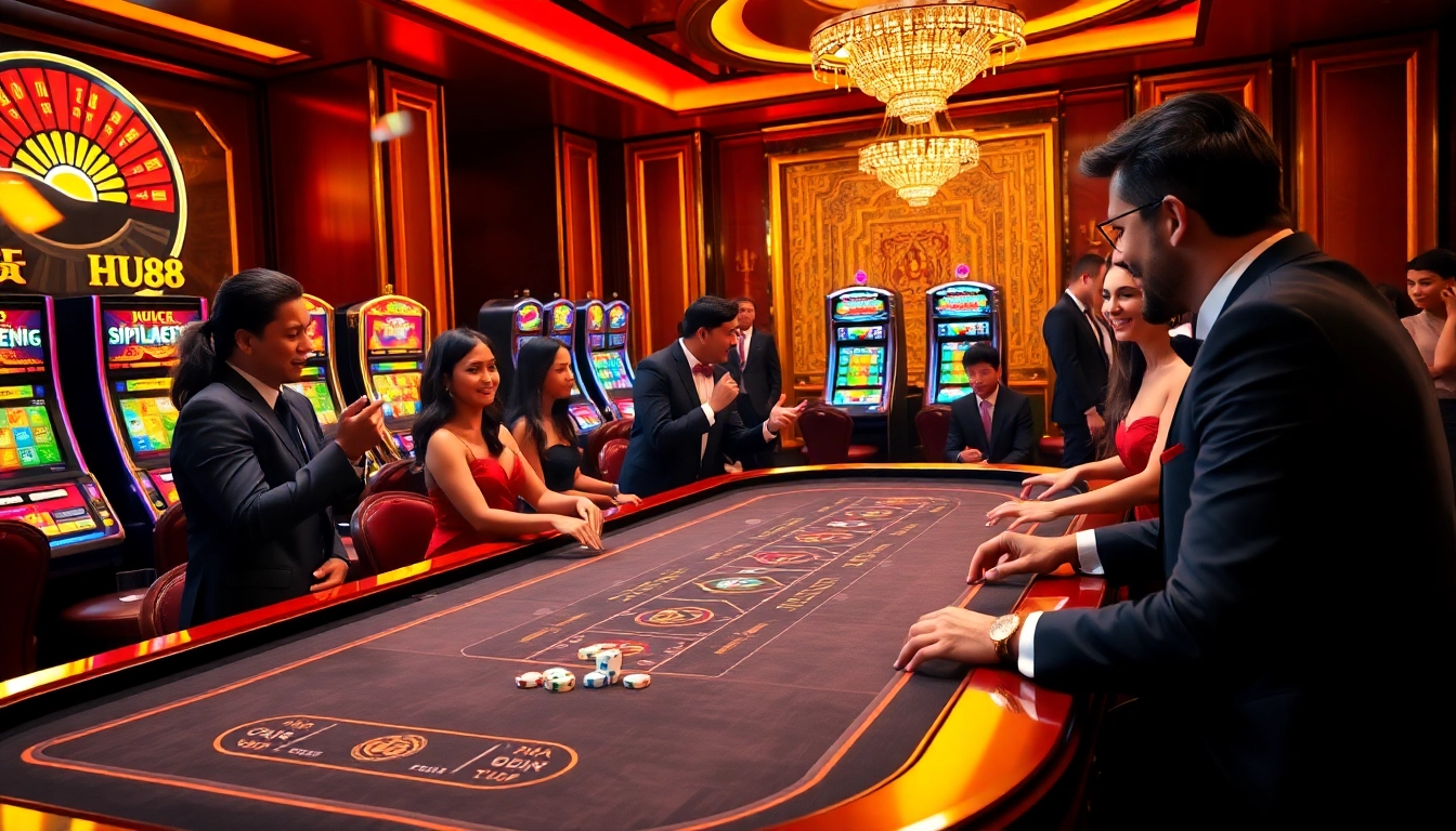 Experience the luxury and excitement of HU88 casino with glamorous gaming tables and thrilling action.