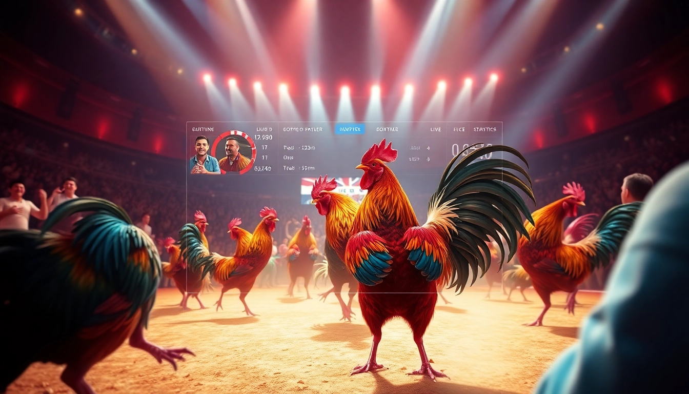 Live online cockfighting experience at dagawin.live showcasing vibrant roosters in action.