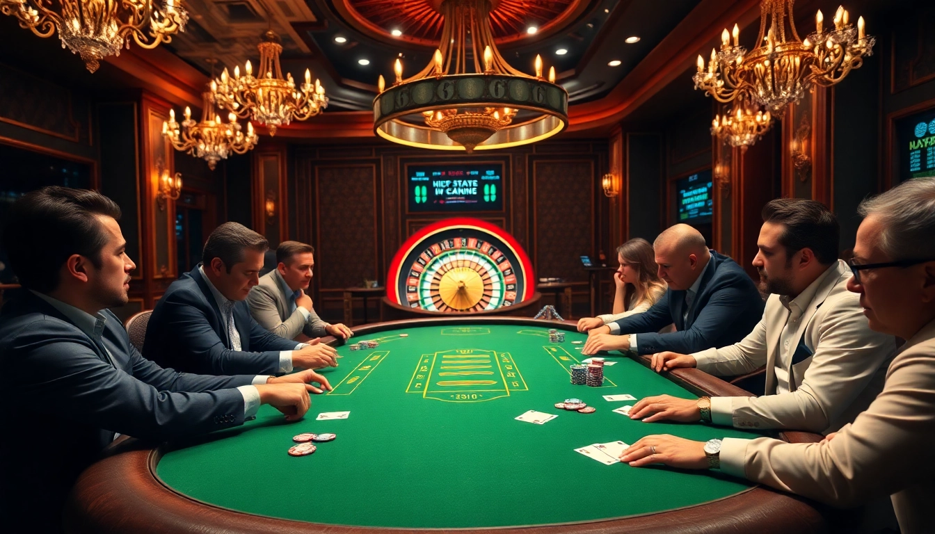 Experience high-stakes gambling with sv66 at a luxurious casino featuring poker and roulette.