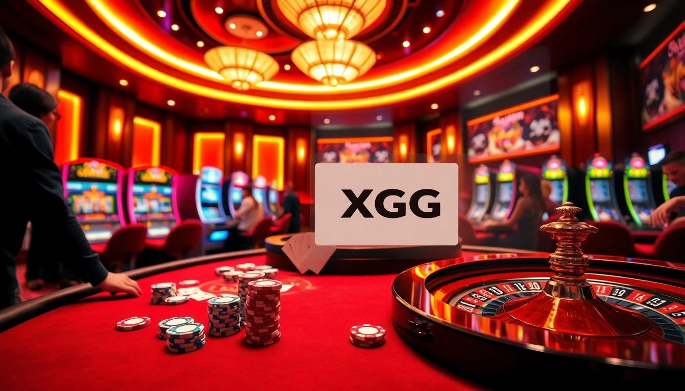 Players enjoying vibrant casino games at XXGG with poker chips and exciting slot machines.