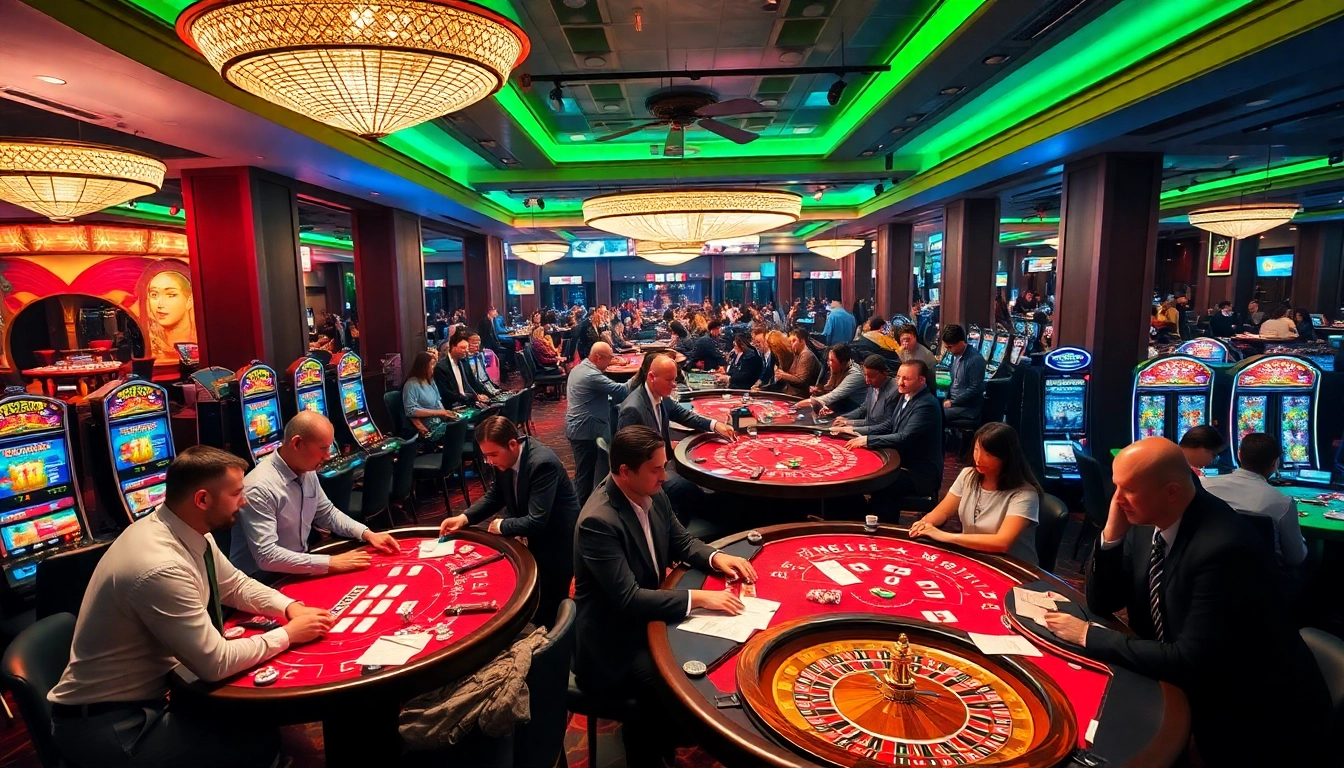 Thabet77 players engaging in thrilling casino games at an elegant venue.