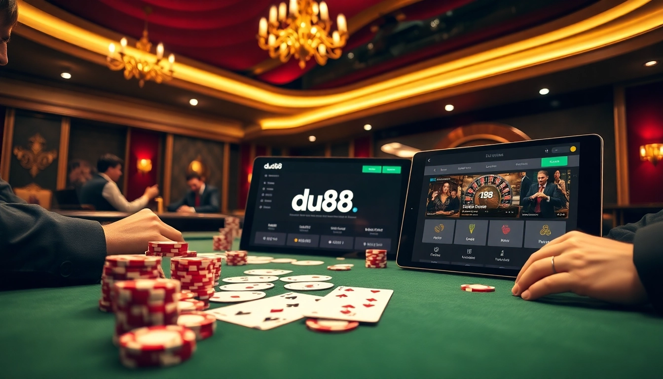 Experience excitement at https://du88.sbs/ with vibrant poker chips and a luxury casino atmosphere.