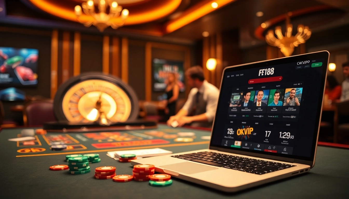 Experience the thrill of F168 OKVIP with vibrant casino gameplay featuring roulette and betting slips.