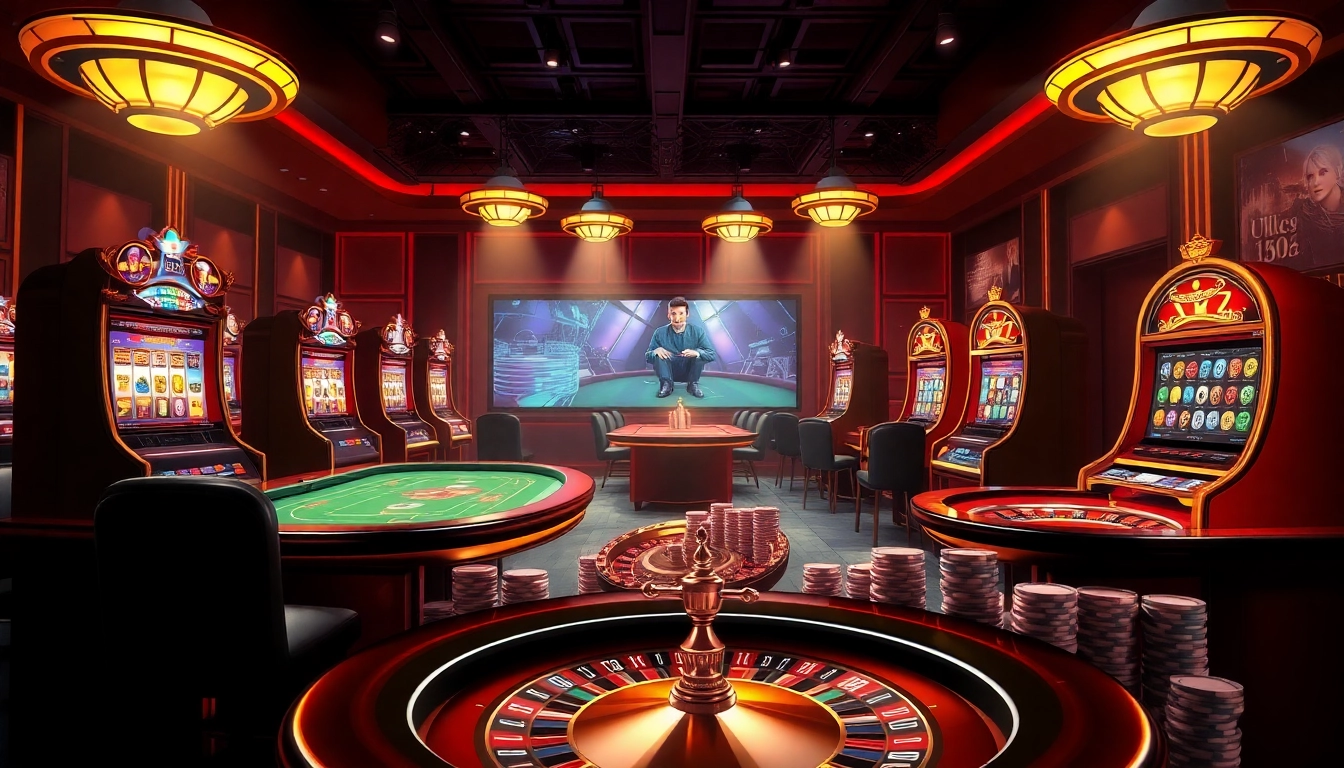 Experience high-stakes gaming action at nhà cái OK365 with vibrant casino elements and engaging atmosphere.