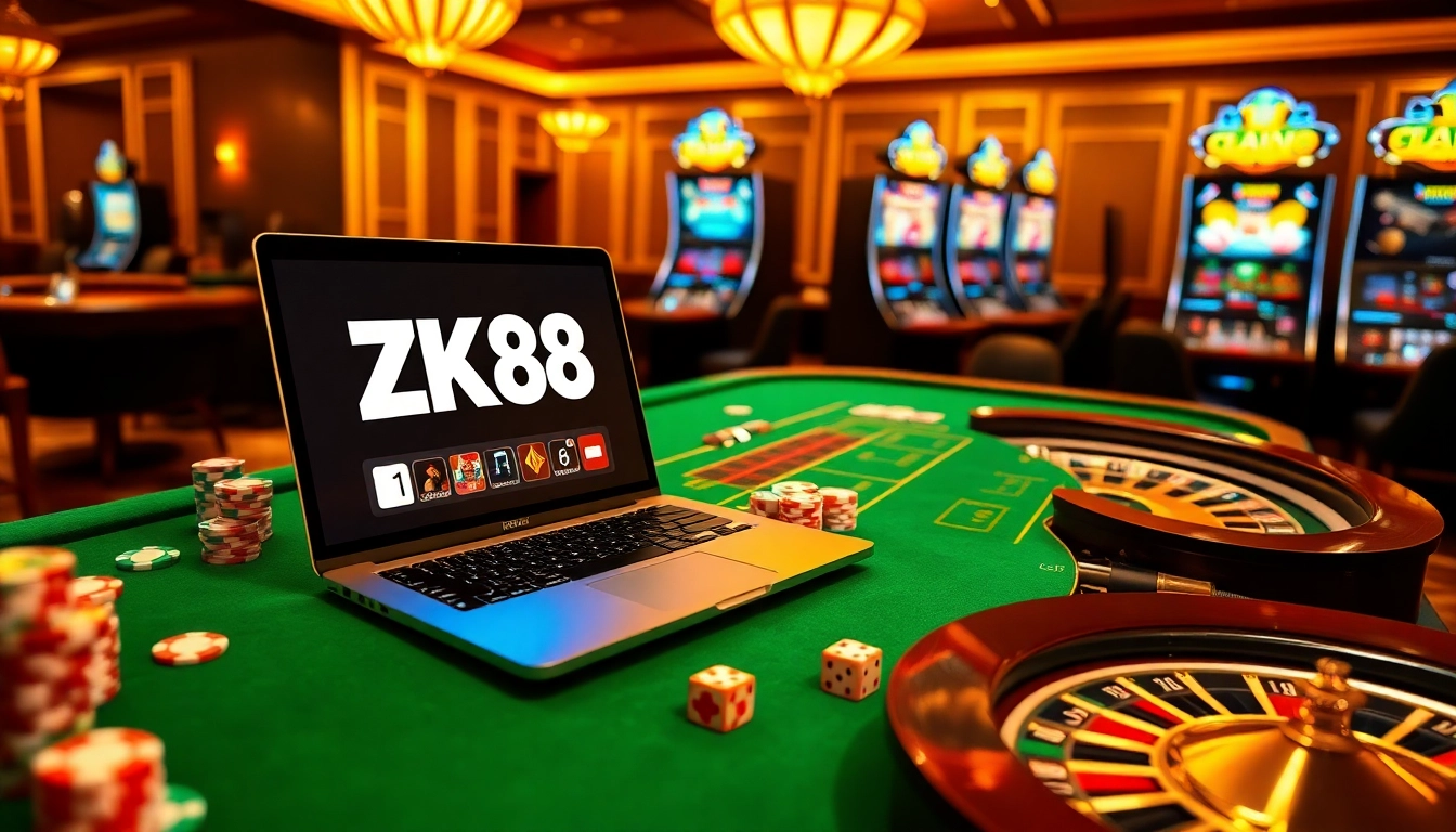 ZK88 players enjoying a thrilling casino experience with vibrant games and high stakes.