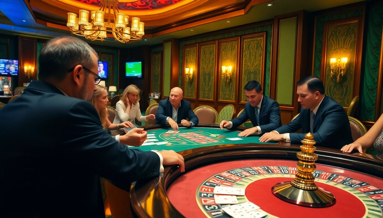 Gamblers enjoying a dynamic casino experience at LC88 with vibrant tables and exciting gameplay.