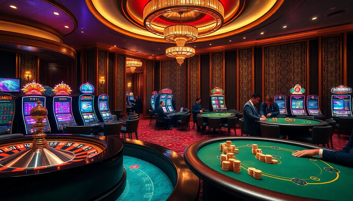 Players enjoying an exciting casino experience at Go8 with vibrant slot machines and roulette.