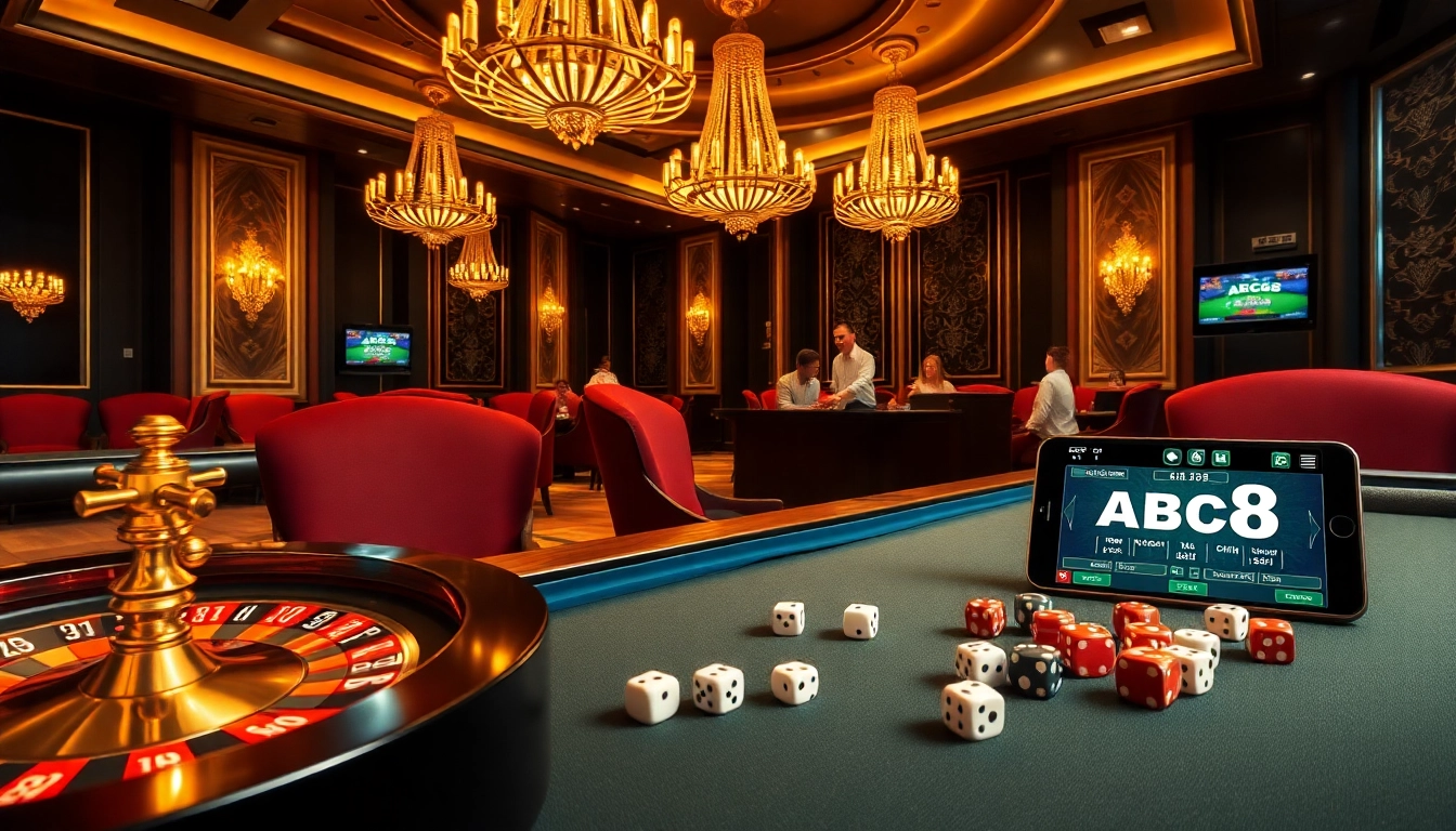 Engage in thrilling gameplay at ABC8 casino with roulette and poker action.