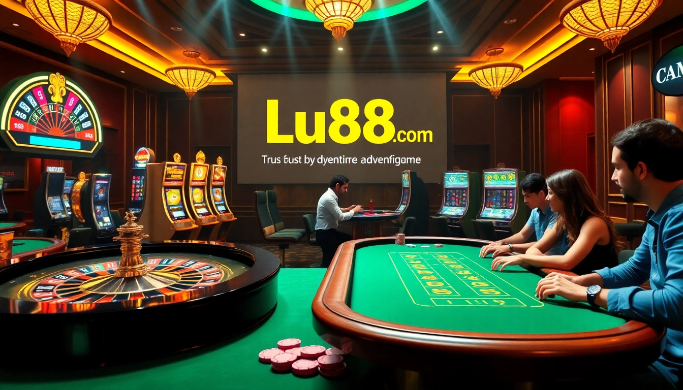 Experience the thrill of betting at Lu88.com with vibrant casino visuals and engaging games.