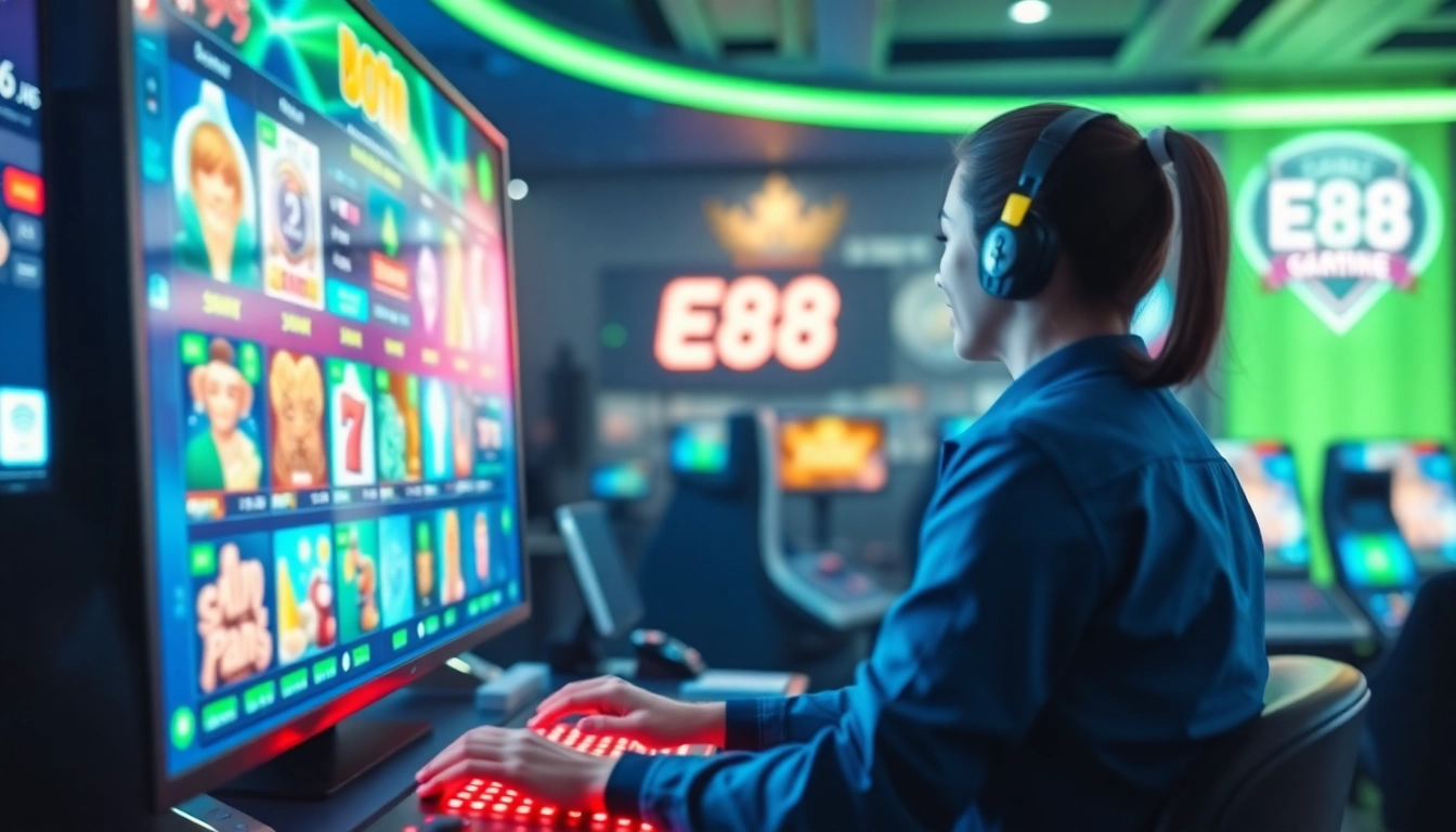 E88 game platform showcasing vibrant online casino options and interactive gaming features.