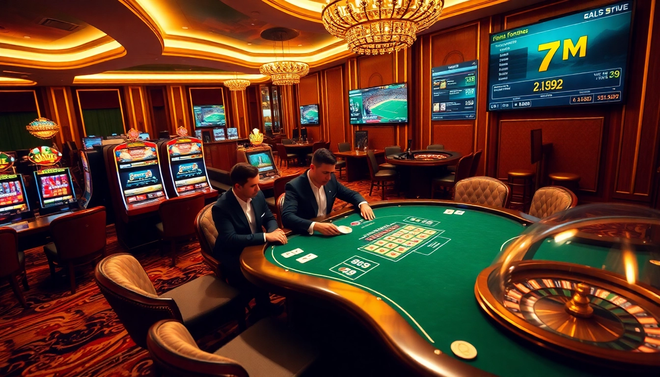 Experience high-stakes poker action at 7M with vibrant casino visuals.