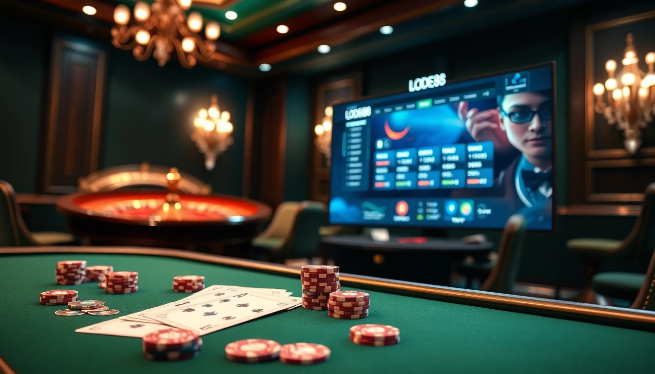 Experience thrilling bets at LODE88 with vibrant poker chips and exciting online casino visuals.