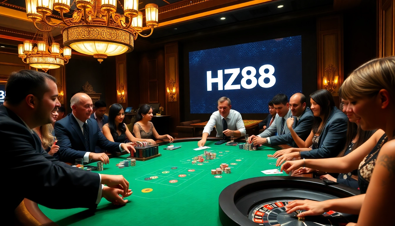 Experience thrilling gameplay at HZ88's vibrant casino with engaging tables and captivating moments.