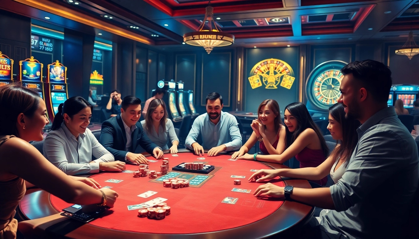 The thrilling gaming atmosphere at https://88ii88.com/ with players engaged at a poker table.