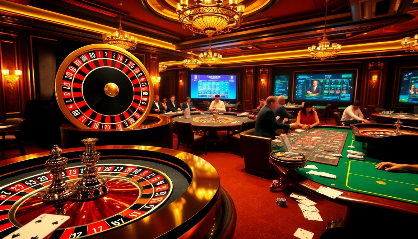 Players engage in thrilling high-stakes action at a vibrant casino table showcasing https://188v.today/’s offerings.