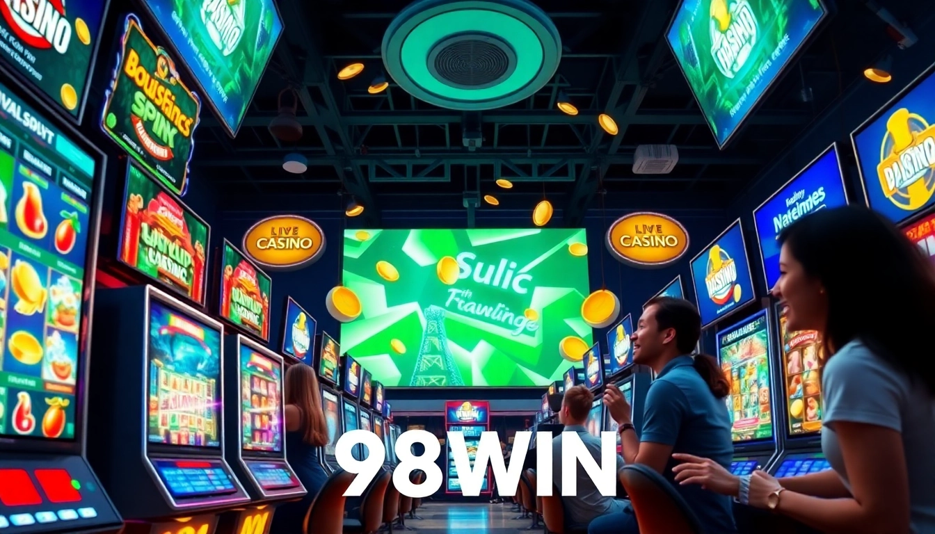 Exciting digital gaming scene showcasing 98WIN's online slot and casino platforms.